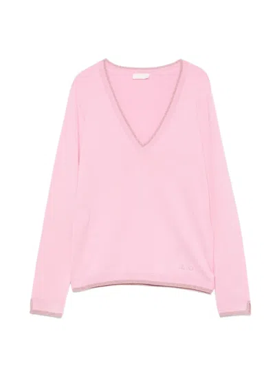Liu •jo V-neck Sweater In Pink