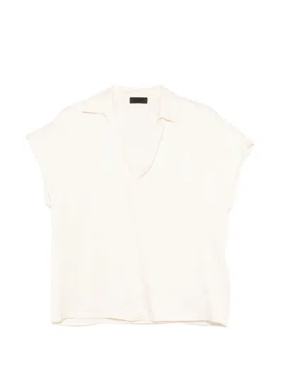 Liu •jo V-neck Top In Neutral