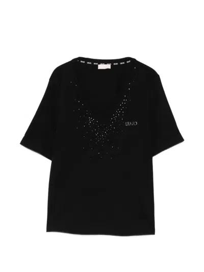 Liu •jo V-neck T-shirt In Black