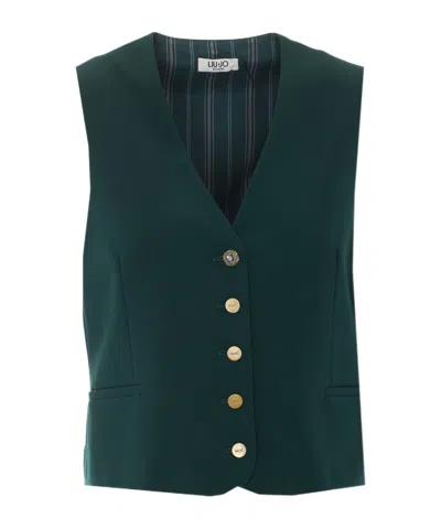 Liu •jo V-neck Vest In Green