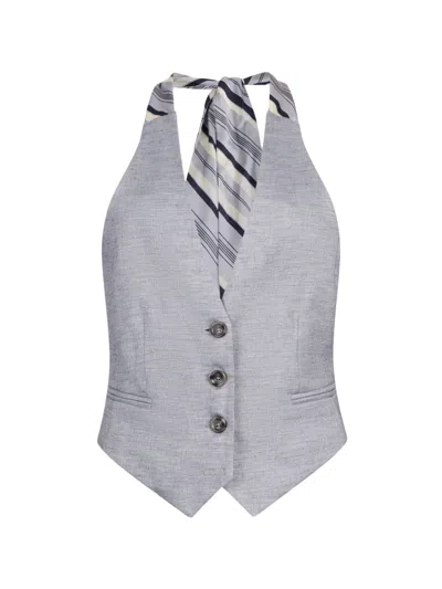 Liu •jo V-neck Waistcoat In Gray