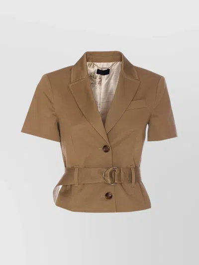 Liu •jo Waist Belted Short Sleeves Jacket In Green