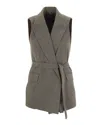 Liu •jo Chevron Brooch Waistcoat In Gray
