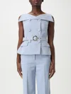 Liu •jo Liu Jo Sky Blue Jacket With Structured Silhouette And Peplum Hem In Blue 1