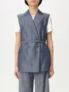 Liu •jo Liu Jo Tailored Vest With Waist Belt In Denim