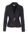 Liu •jo Belted Fitted Jacket V-neck In Black