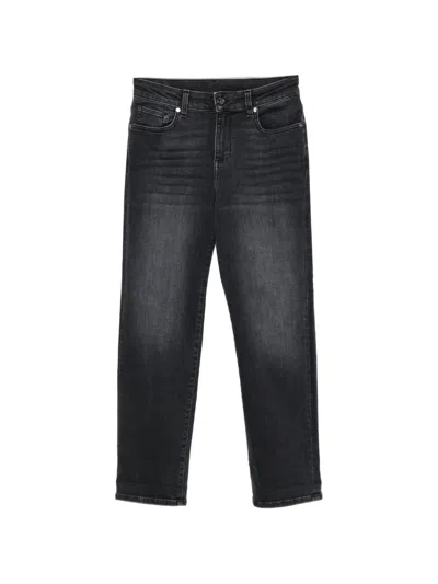 Liu •jo Washed Logo-plaque Jeans In Black