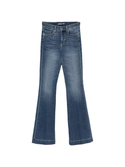 Liu •jo Whiskered Flared-leg Jeans In Blue