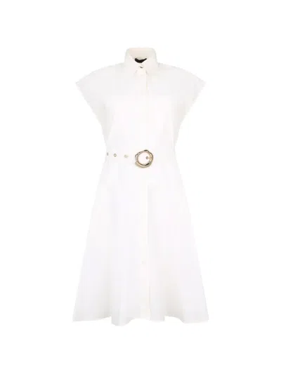Liu •jo 벨트 셔츠 드레스 In White