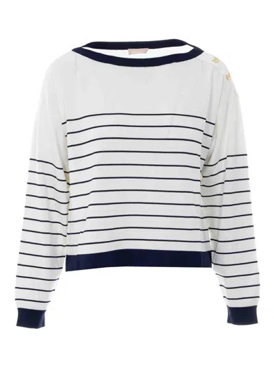 Liu •jo White And Blue Sweater In Neutral
