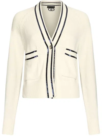 Liu •jo Liu Jo White Cotton Cardigan With Blue Trim