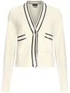 Liu •jo Liu Jo White Cotton Cardigan With Blue Trim In White