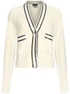 Liu •jo Liu Jo White Cotton Cardigan With Blue Trim In White