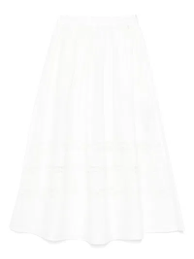 Liu •jo White Cotton Midi Skirt