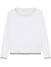 Liu •jo White Crew-neck Sweater With Finishes In White