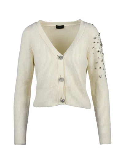 Liu •jo White Jewel Button Accents V-neck Cardigan