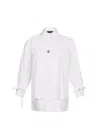 Liu •jo White Poplin Shirt With Jewel Detail In White