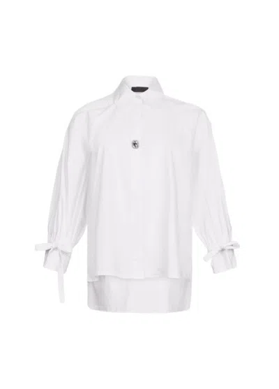 LIU •JO WHITE POPLIN SHIRT WITH JEWEL DETAIL