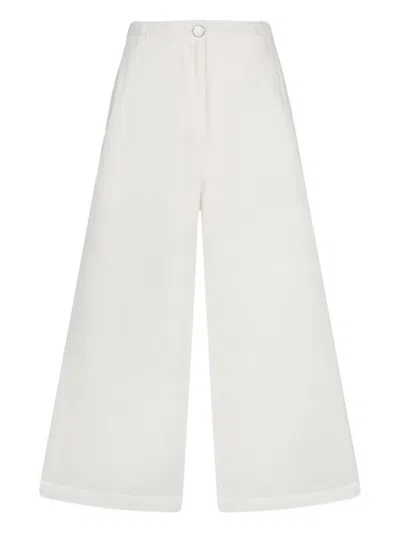 Liu •jo White Ramie Trousers With Semi-sheer Construction