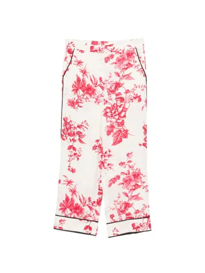 Liu •jo White Red Floral Cropped Pants