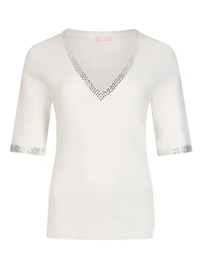 Liu •jo White Rhinestone Applique Sweater