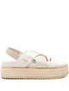 Liu •jo Liu Jo Cross-strap Sandals With Woven Jute Details In Gold