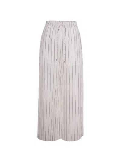 Liu •jo White Striped Elasticated Wide-leg Pants