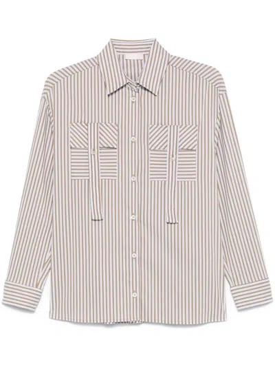 LIU •JO WHITE STRIPED SHIRT WITH POCKETS