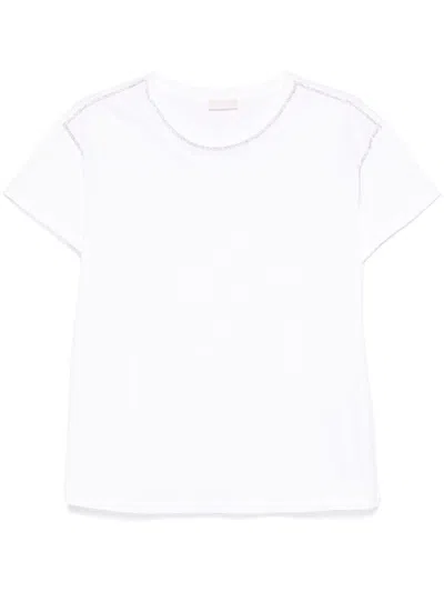 Liu •jo White T-shirt Embellished With Rhinestones