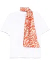 Liu •jo White T-shirt With Multicolored Scarf In Multicolour