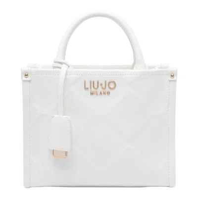 Liu •jo Liu Jo White Tote Bag In Faux Leather With Rhombus