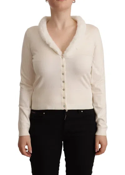 Pre-owned Liu •jo Liu Jo White Viscose Long Sleeves Fur Shearling Women's Blouse ()