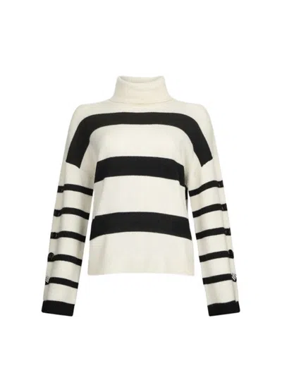 Liu •jo White Wool Sweater With Jewel Button Accents In Multi