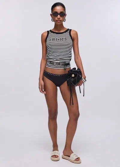 Liu •jo White-black Striped Top In Multi