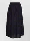 Liu •jo Wide A-line Midi Skirt With Embroidered Detail In Black
