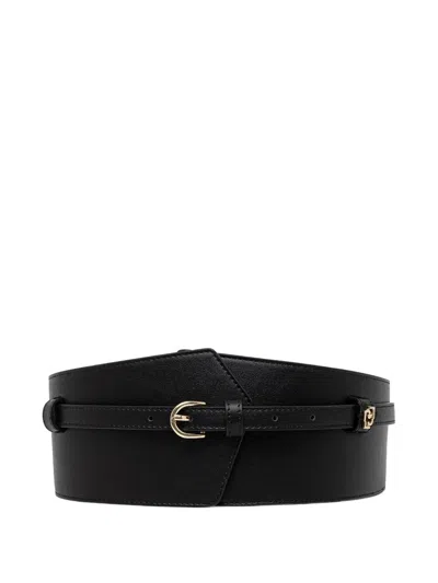 Liu •jo Wide Buckle Leather Belt In Black