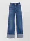 Liu •jo Wide Cuffs Denim Jeans Trousers With 5 Pockets