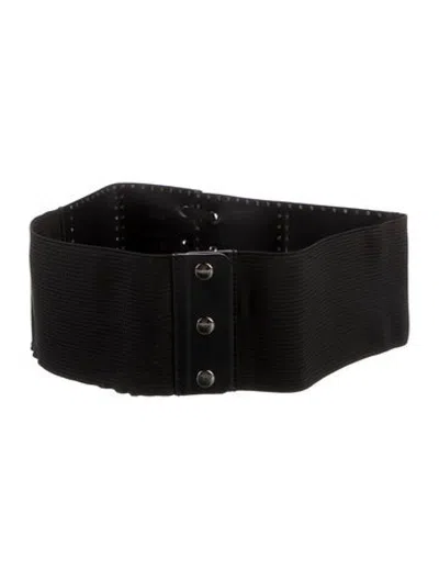 Pre-owned Liu •jo Wide Leather Waist Belt In Black