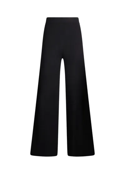 Liu •jo Wide-leg Black Trousers With High Elastic Waistband In Animal Print