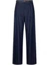 Liu •jo Liu Jo Wide-leg Denim Jeans With Belted Waist And Decorative Stitch In Blue
