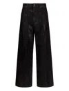 Liu •jo Wide-leg Brown Jeans With Glossy Finish In Black