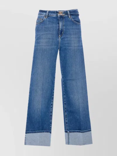 Liu •jo Wide-leg Denim Jeans Logo Belt In Blue