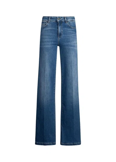 Liu •jo Wide-leg Denim Trousers With Classic Blue Wash