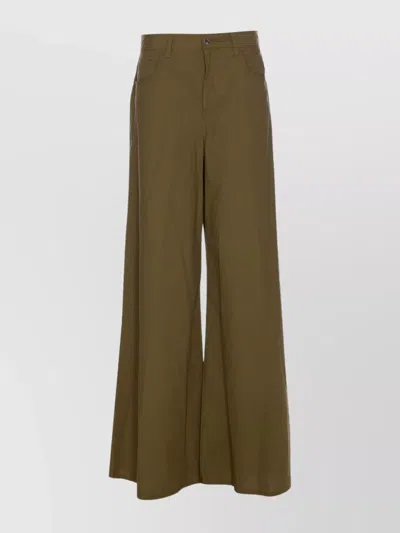 Liu •jo Wide-leg Flared Trousers With Back And Side Pockets In Green