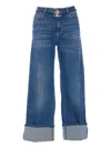 Liu •jo Wide Cuffs Denim Jeans Trousers With 5 Pockets In Blue