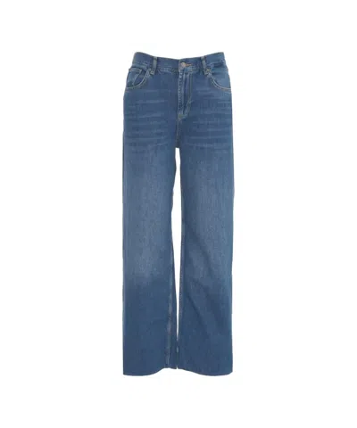 Liu •jo Liu Jo Wide Leg Jeans With Fringed Hem In Blue