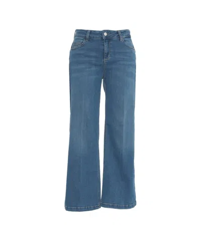 Liu •jo Liu Jo Wide Leg Straight Cropped Jeans In Blue