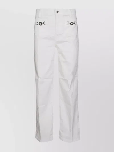 Liu •jo Wide Leg Trousers Featuring Metallic Accents In White