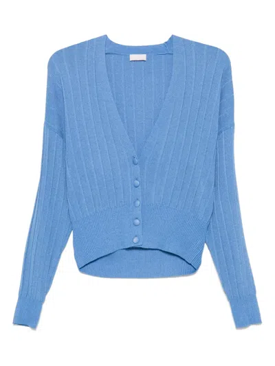 Liu •jo Wide-ribbed Cardigan In Blue