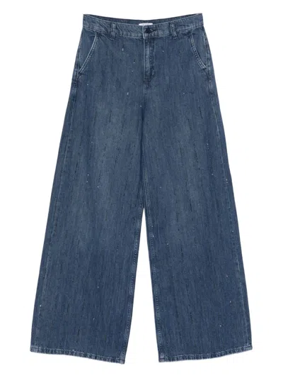 Liu •jo Liu Jo Wide Strass Denim Jean In Blue